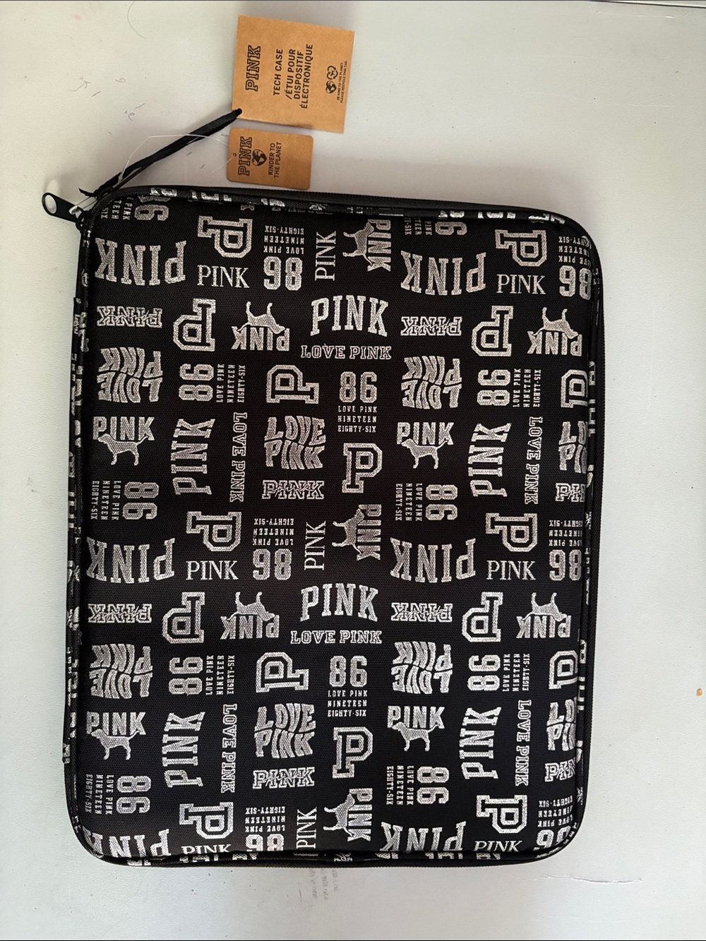 PINK Tech Case Tagged Sleeve in Black and White